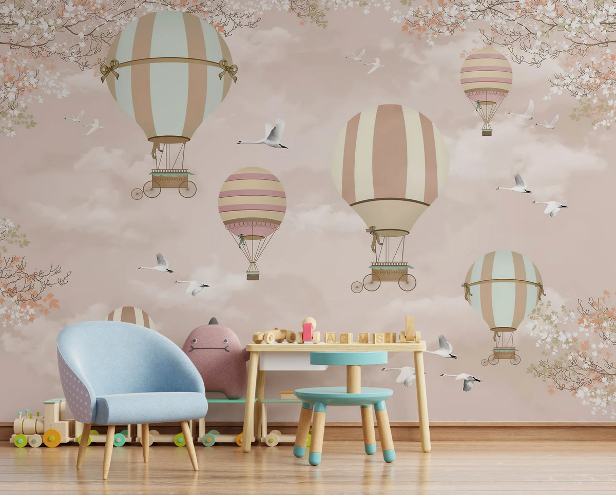 Pink Air Balloons Dreamscape Kids Removable Wallpaper