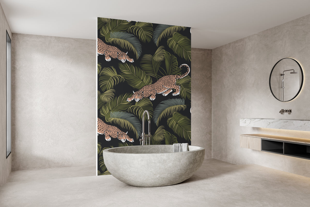 Animal Wallpaper Leopard Safari Dark Leaf Jungle Peel Stick Interior Style Decor