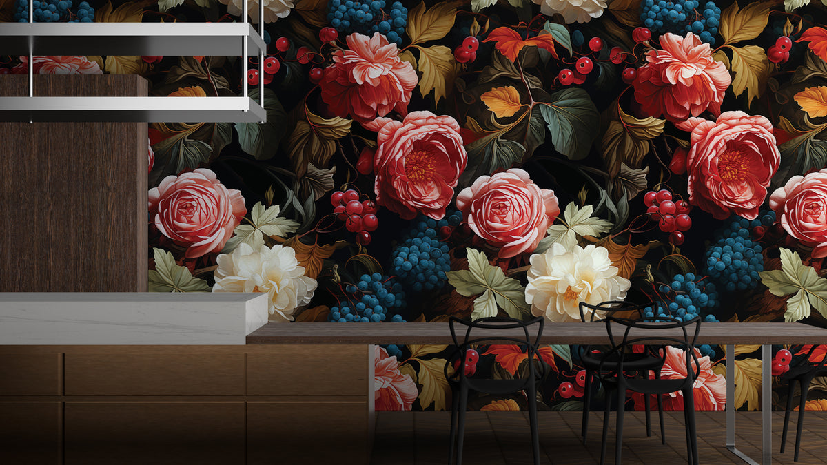 Peel and Stick Floral Wallpaper Colorful Rose Bedroom Wall Mural
