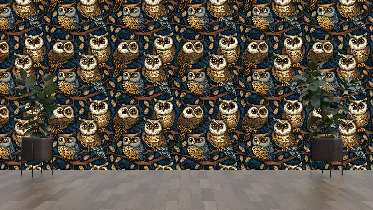 Self Adhesive Owl Pattern Bird Wallpaper Classic Design Dark Luxury Home Decor