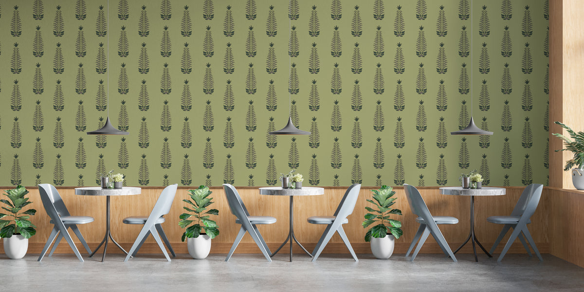 Green Botanical Wallpaper Subtle Floral Design Peel and Stick kitchen Wall Decor