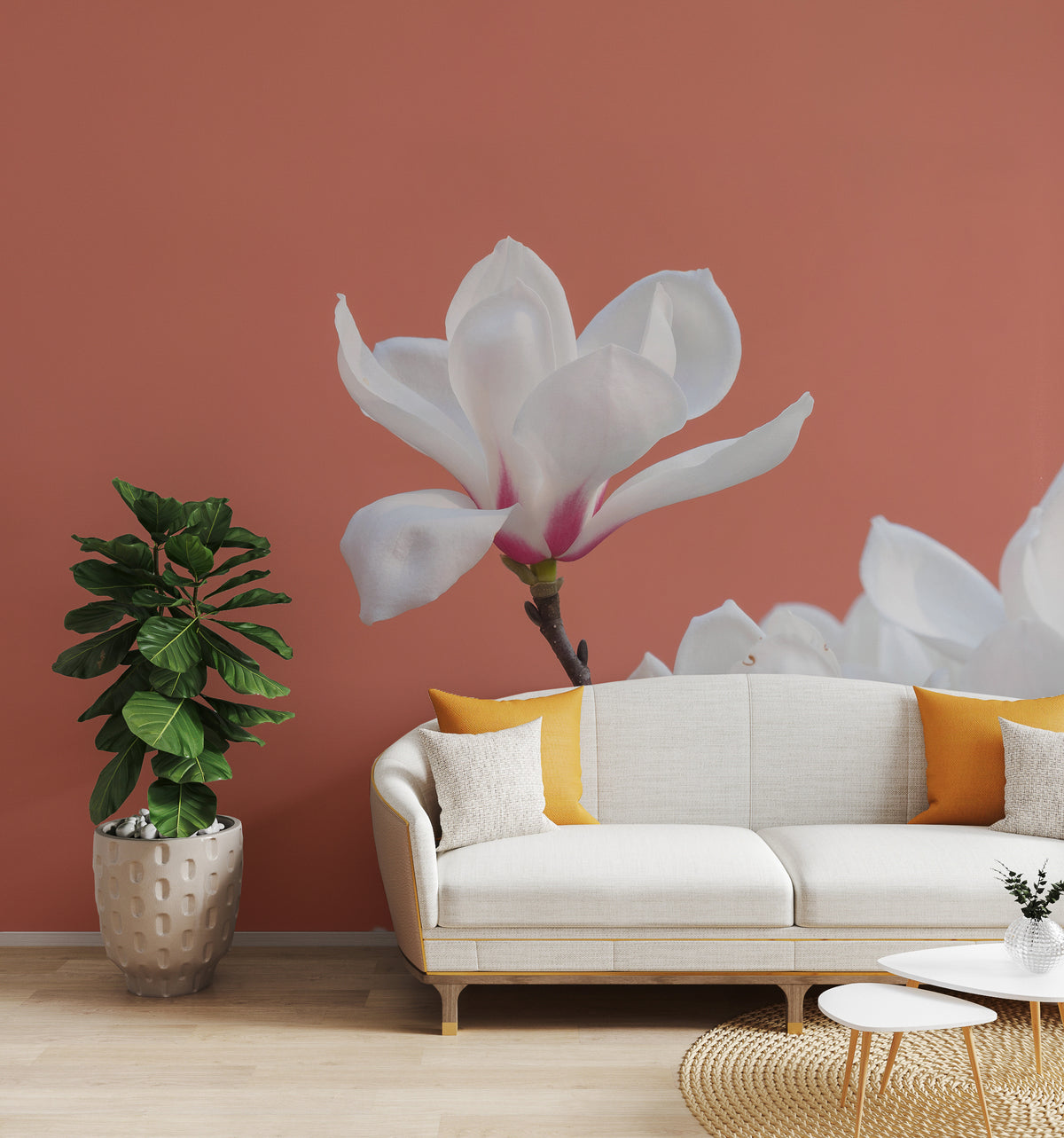 Morning Glory White Flowers Floral Wallpaper