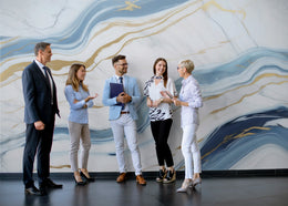 Abstract Blue Gold Marble Wall Decor| Modern Kitchen Removable Wallpaper image 4