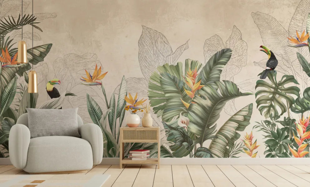 Large Green Tropical Wallpaper Murals image 4