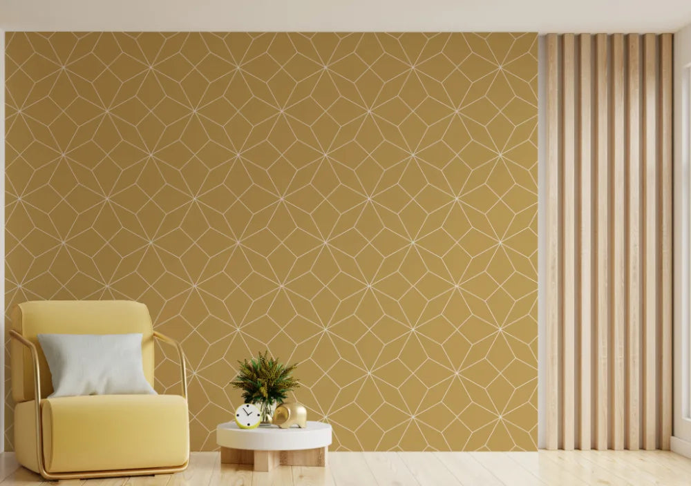 Geometric Diamond Yellow Self-Adhesive Wallpaper image 2