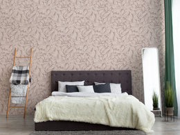 Neutral Leaf Wallpaper | Taupe Beige Botanical Leaves Peel and Stick image 0
