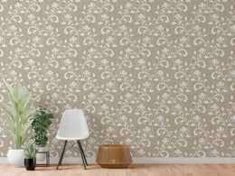 Beige Floral Vine Wall Art | European Botanical Style Peel and Stick Wallpaper image 3