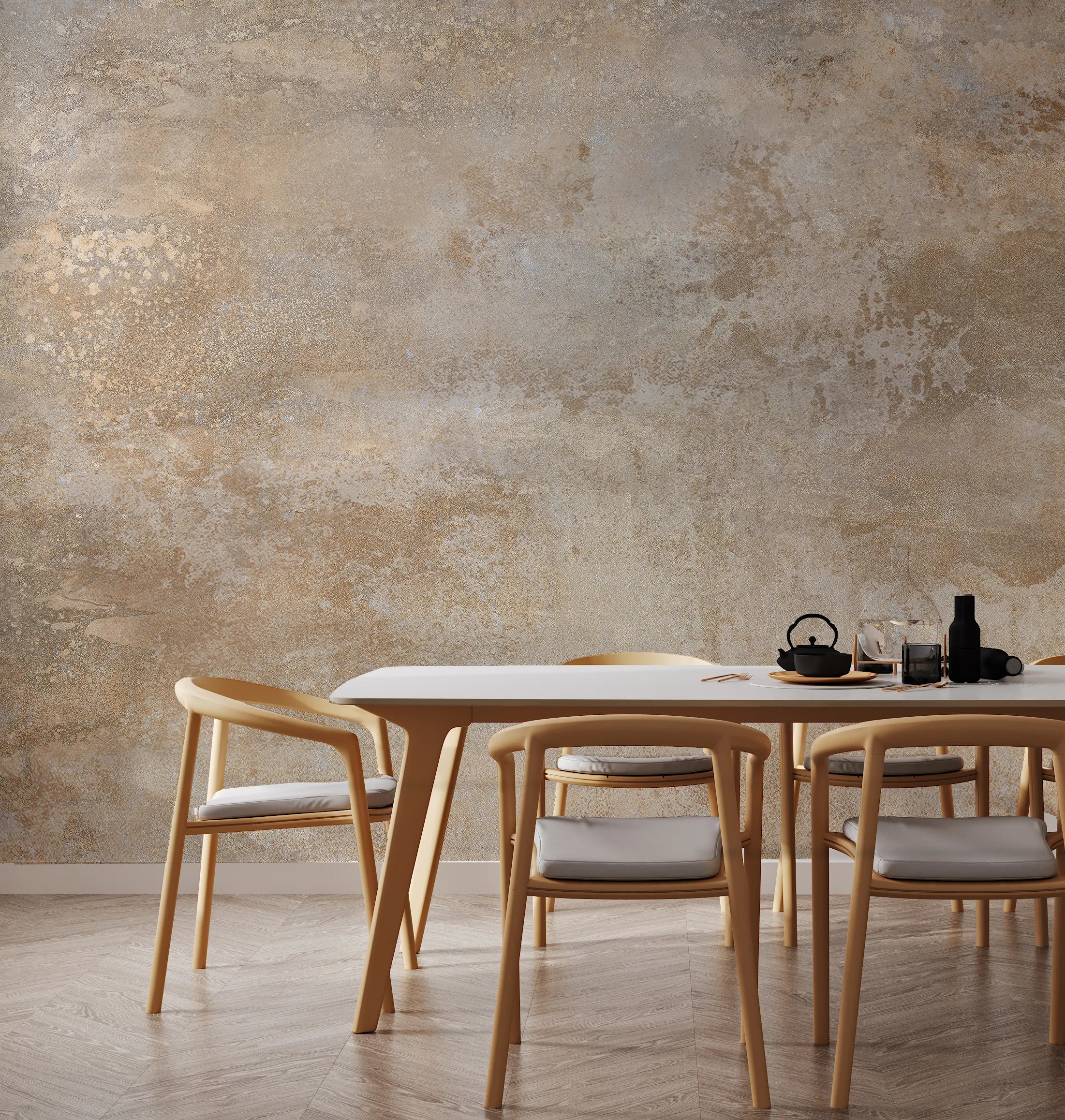 Concrete Texture Wallpaper | Warm Beige Peel and Stick Home Decor image 4