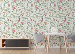 French Floral Design | Pink Roses Removable Wallpaper for Bedroom image 2
