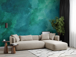 Ocean Teal Watercolor Wallpaper |Ombre Modern Removable Wall Mural image 2
