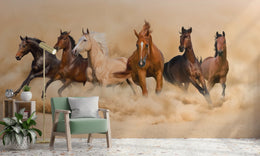 Running Horses Wallpaper | Wild Desert Horse Peel & Stick Wall Mural image 3