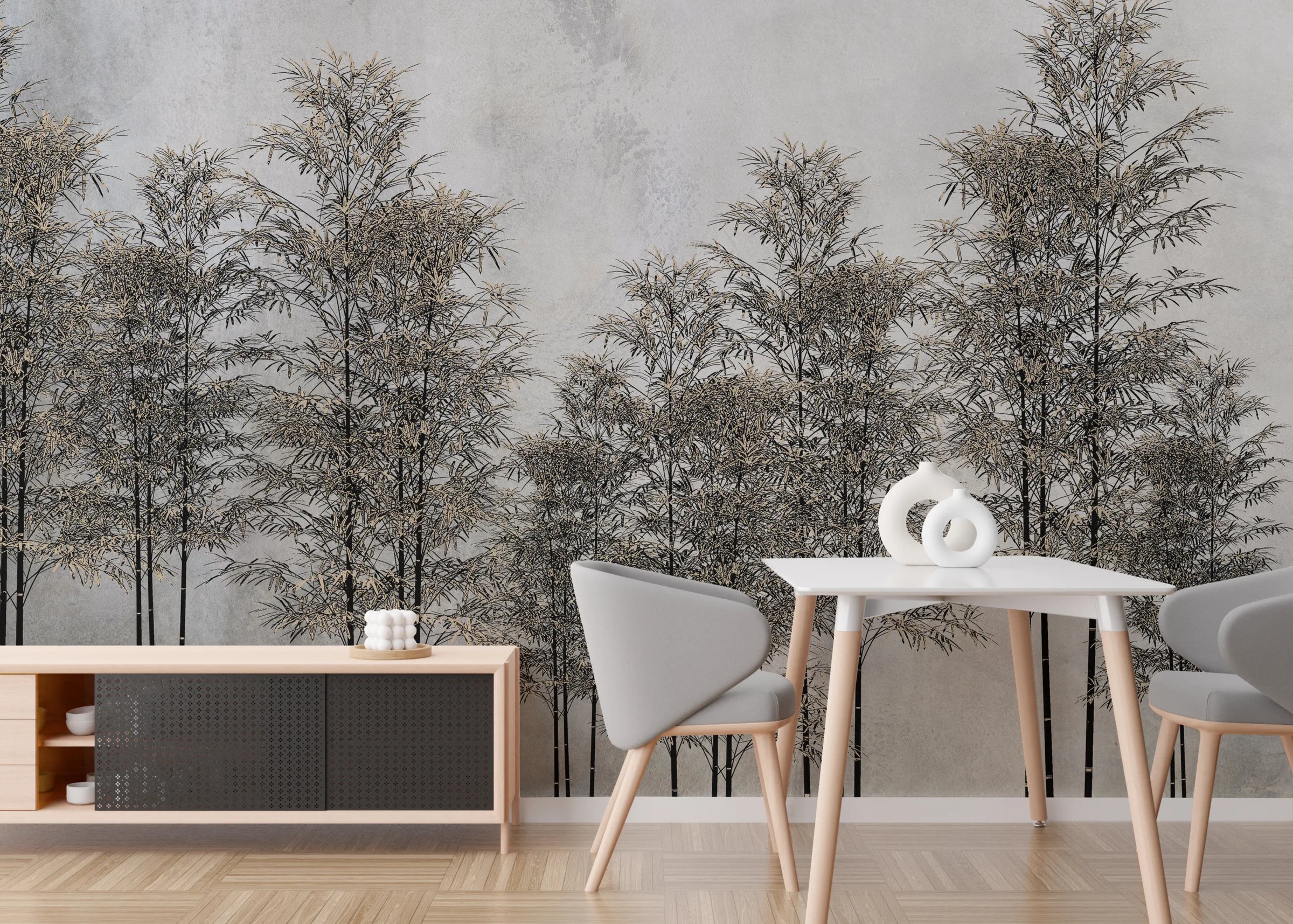 Bamboo Forest Wallpaper | Neutral Japandi Peel and Stick Wall Mural image 4