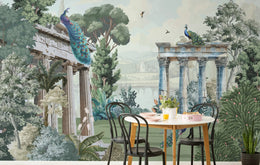 Peacock Wallpaper | Turquoise Mughal Art Removable Room Decor image 1