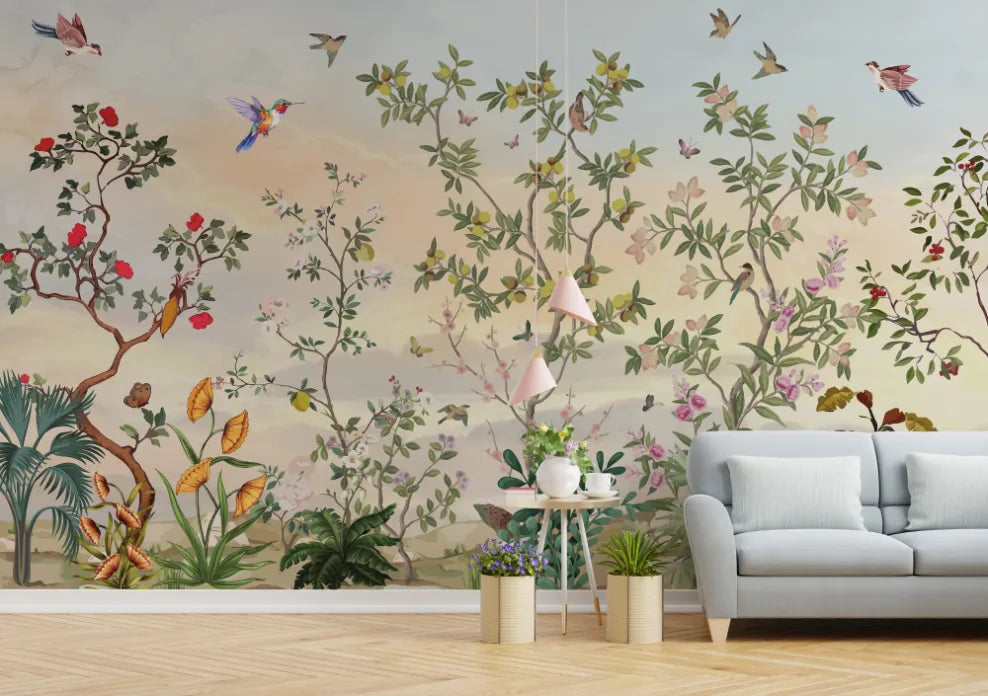 Chinoiseries Birds And Leaves Removable Wallpaper image 4