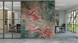 Industrial Grunge Metallic Wallpaper | Green and Pink Removable Wall Mural image 3