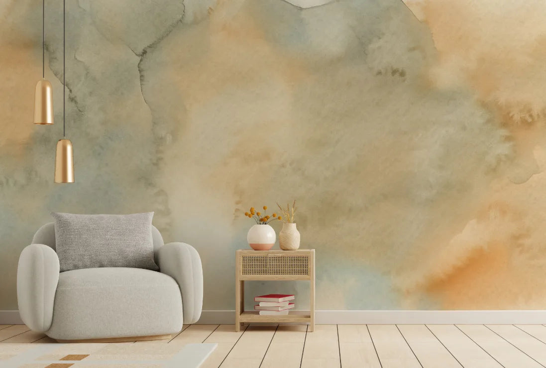 Yellow Watercolor Ombre Wallpaper Mural Wall Decor image 1