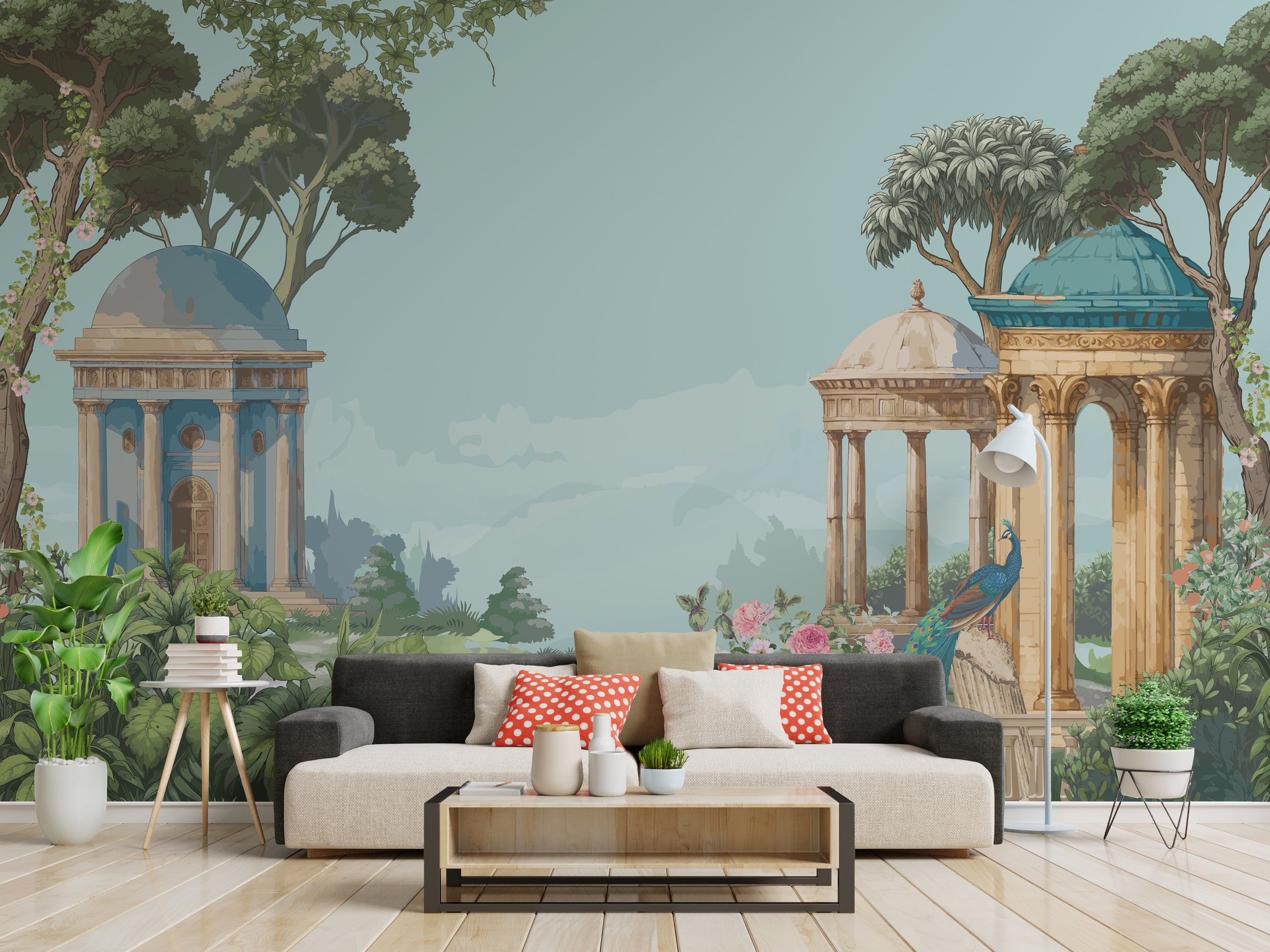 Traditional Garden Symphony Blue Removable Wallpaper