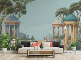 Traditional Garden Symphony Blue Removable Wallpaper