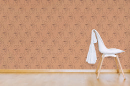 One Line Face Art| Terracotta Color Abstract | Peel and Stick Wallpaper image 3