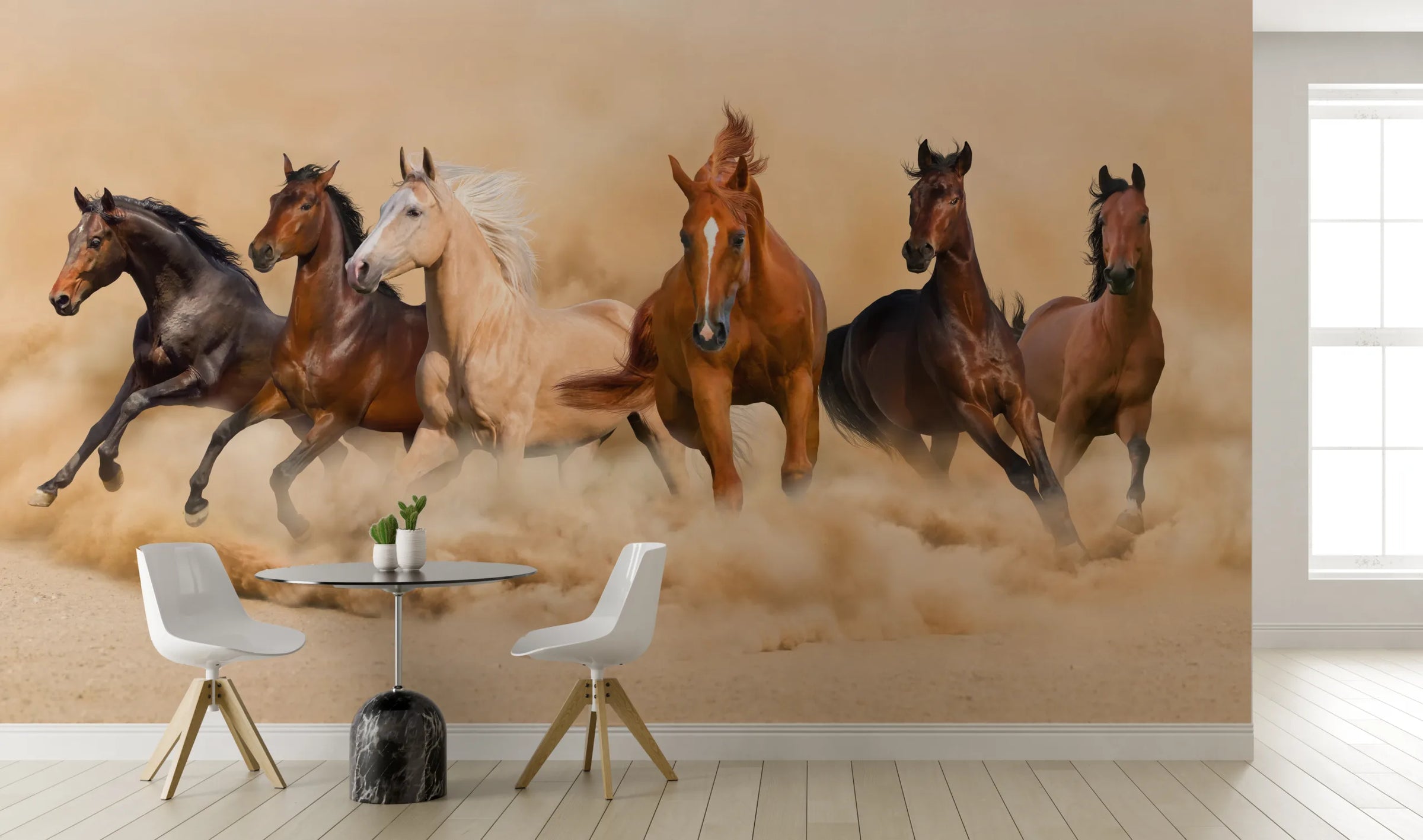 Running Horses Wallpaper | Wild Desert Horse Peel & Stick Wall Mural image 1