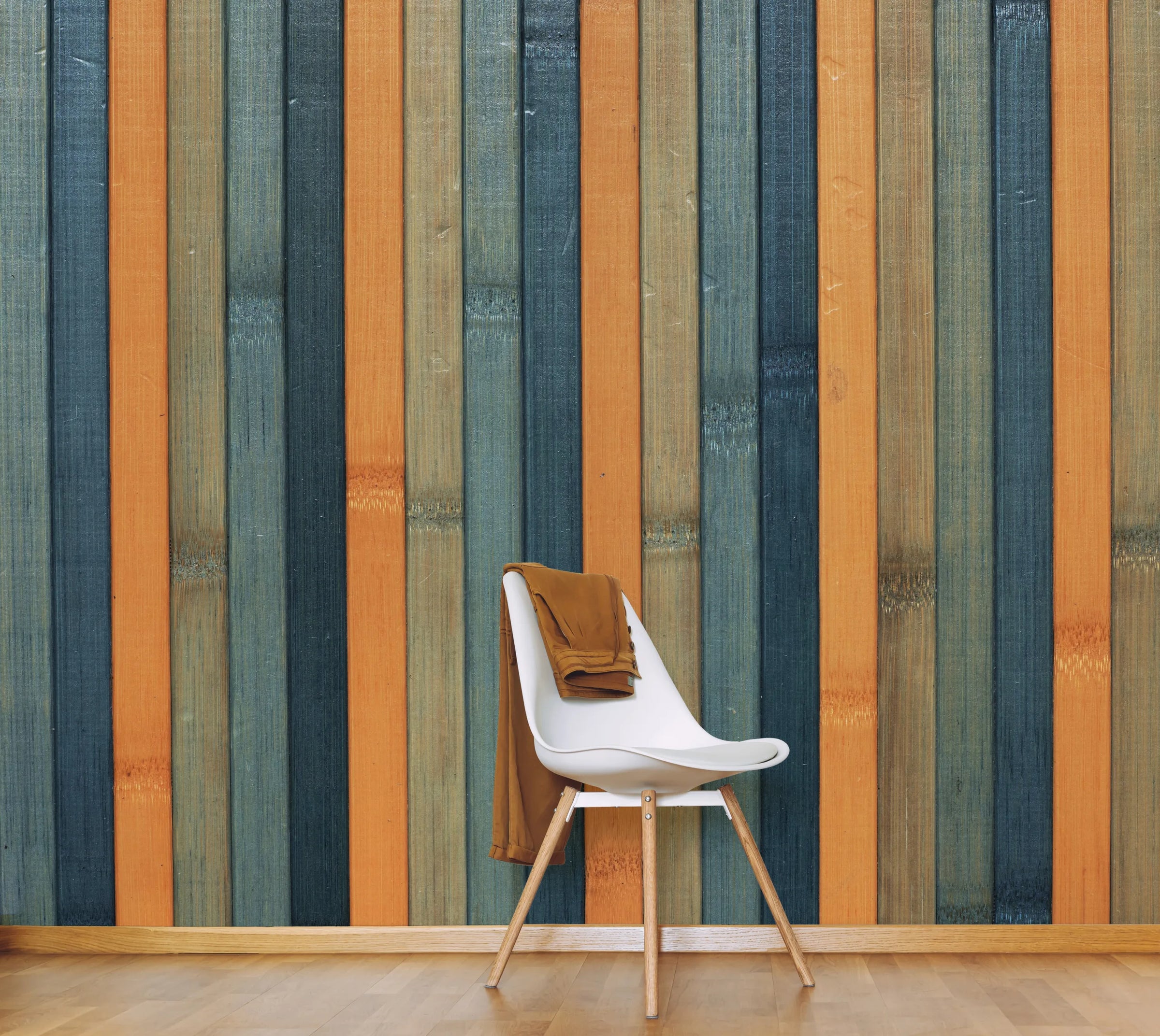 Multicolor Wood Panel Design| Striped Peel And Stick Living Room Wallpaper image 3