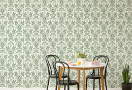 William Morris Style Floral Peel and Stick Wallpaper | Sage Green Bellflowers Wallpaper image 0