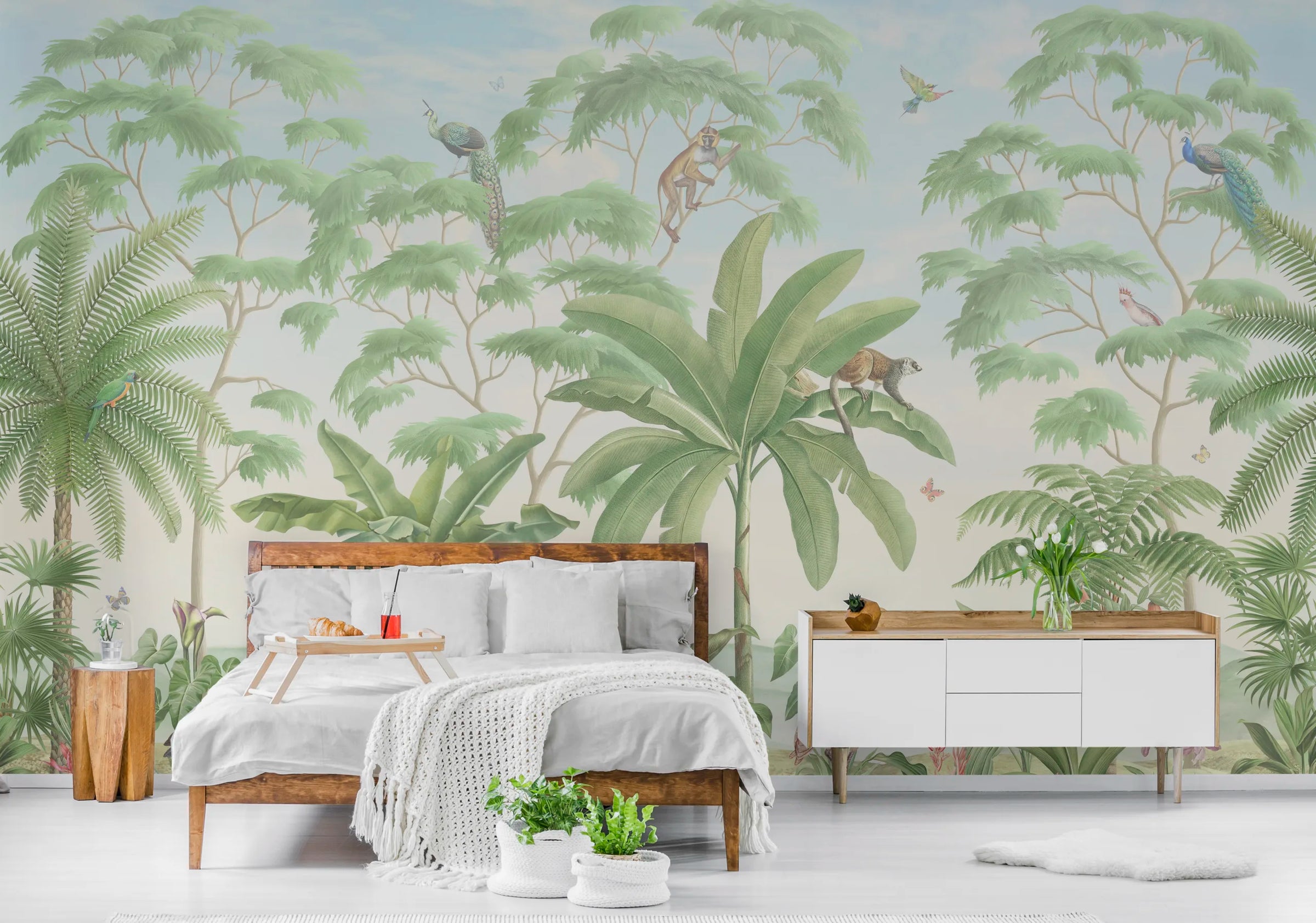 Tropical Jungle Wallpaper | Lush Green Animal Mural | Peel and Stick image 4