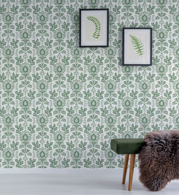 William Morris Style Floral Peel and Stick Wallpaper | Sage Green Bellflowers Wallpaper image 3