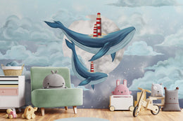 Fantasy Blue Whale Self-Adhesive Kids Wallpaper image 4