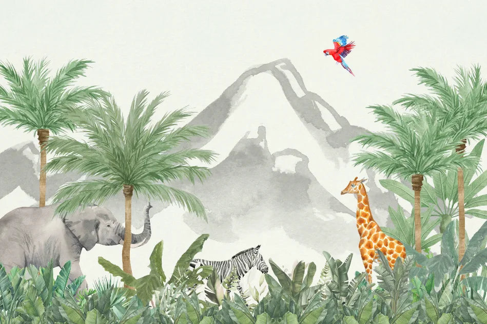 Green Wild Jungle Kids Wallpaper Mural image 5
