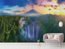 Nature Waterfall Wallpaper | Green Landscape Removable Home Decor image 3