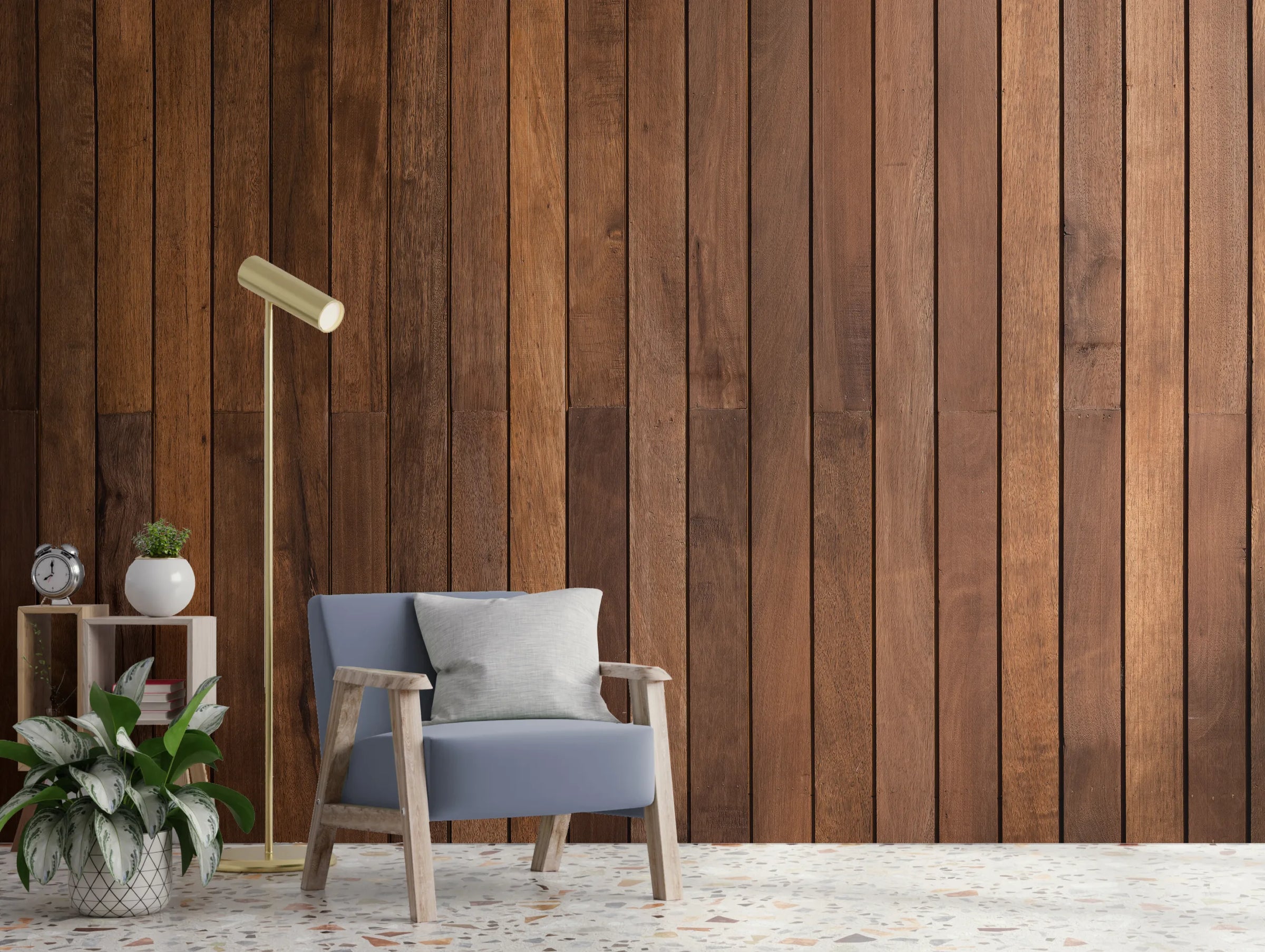 Brown Wood Panel Design | Vertical Striped Peel and Stick Wallpaper image 2