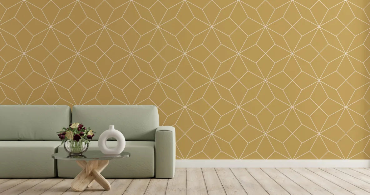 Geometric Diamond Yellow Self-Adhesive Wallpaper image 3