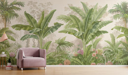 Tropical Botanical Wall Mural | Green Banana Leaf Peel And Stick Wallpaper image 3