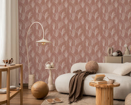 Boho Feather Grass Pink Peel and Stick Wallpaper image 1