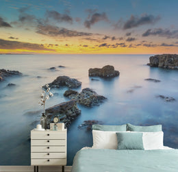 Sunset Ocean Wallpaper | Blue Seascape Peel and Stick Wallpaper image 4