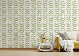 Green Leaf Repeat Pattern Wallpaper Mural image 2