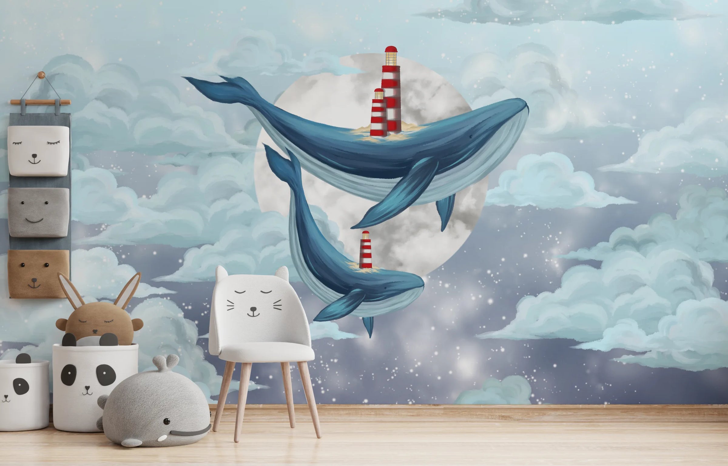 Fantasy Blue Whale Self-Adhesive Kids Wallpaper image 2