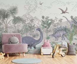 Dinosaur Design| Jungle Theme Nursery Peel And Stick Wallpaper image 3