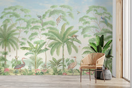 Tropical Jungle Wallpaper | Lush Green Animal Mural | Peel and Stick image 2