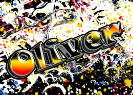 Graffiti style wallpaper featuring colorful splashes and dynamic strokes transforming modern bedroom walls