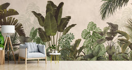 Bohemian Dark Green Tropical Palm Leaves Wallpaper image 1