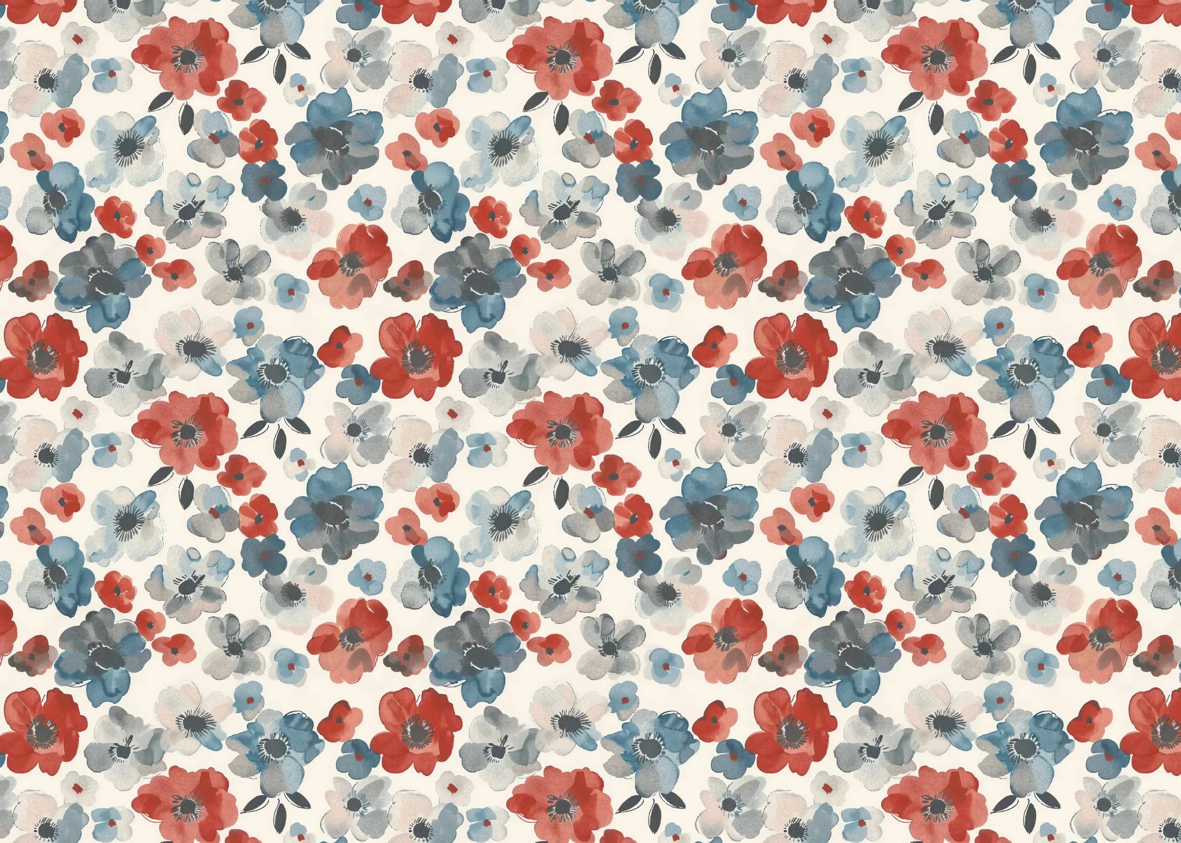 Poppies Flower Blooming Design Watercolor Wallpaper image 5