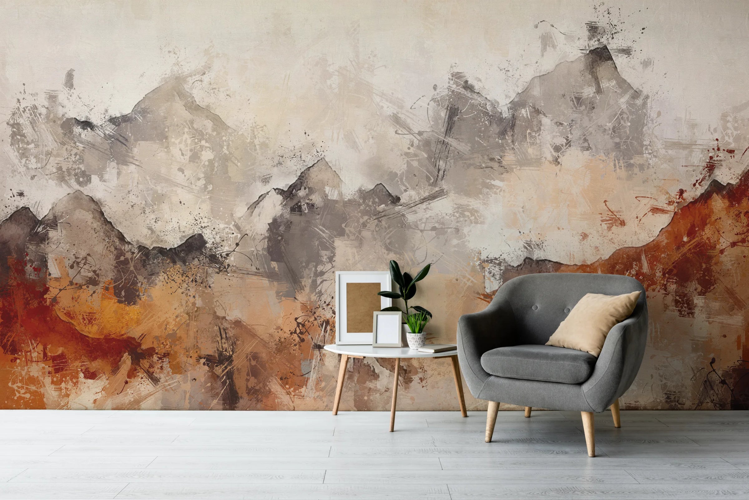 Abstract Mountain Wallpaper | Earth Tone Peel & Stick Wallpaper image 4