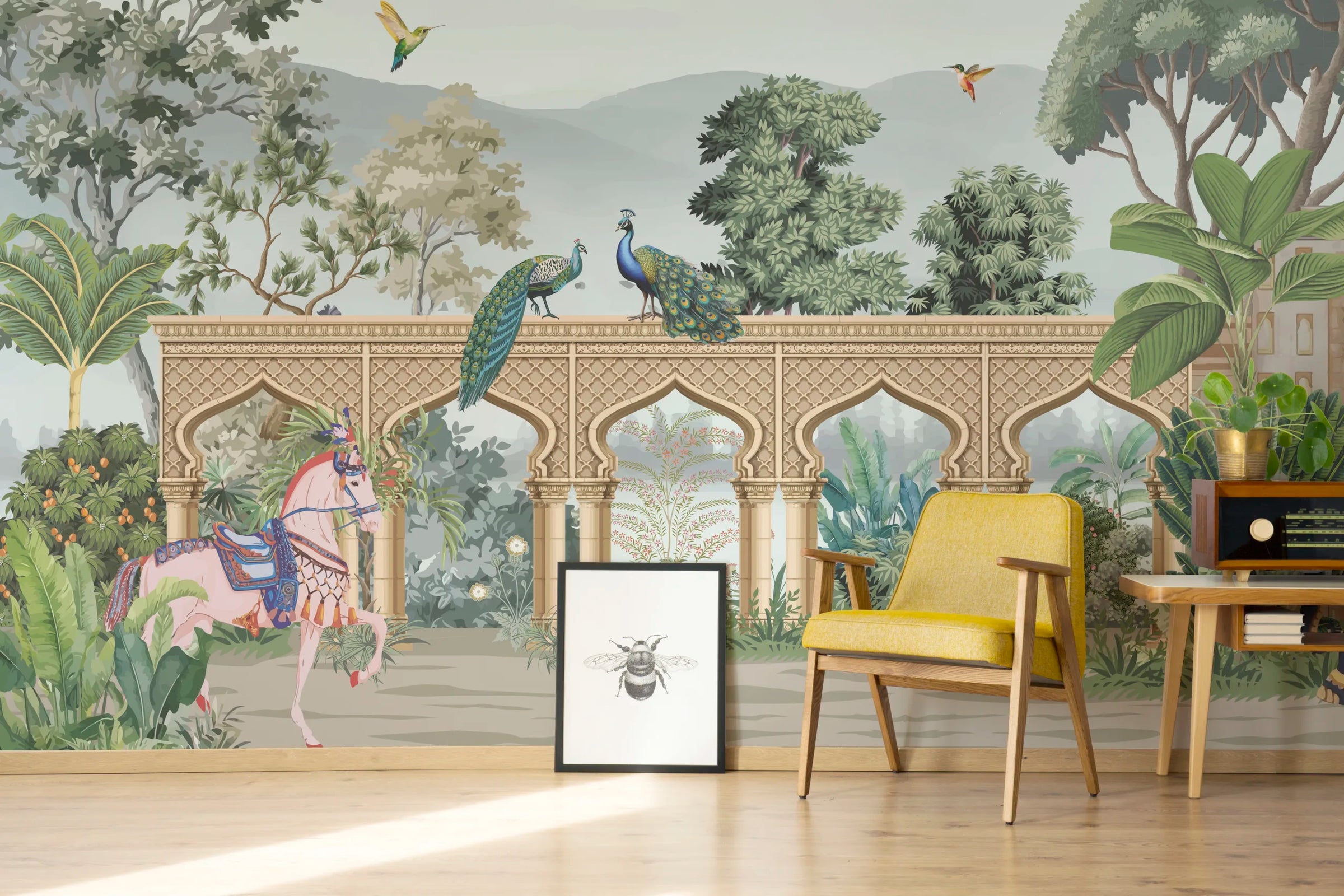 Luxury Indian Elephant Palace Wallpaper | Peel and Stick Mural image 3