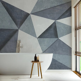 3D Self-Adhesive Grayish Blue Geometric Wallpaper image 4