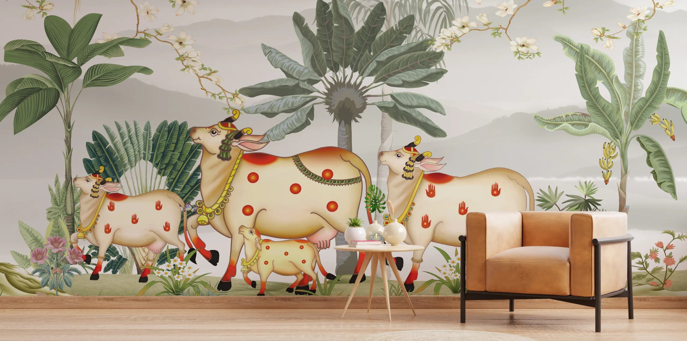 Traditional Tropical Pichwai Art Peel Stick Wallpaper image 2