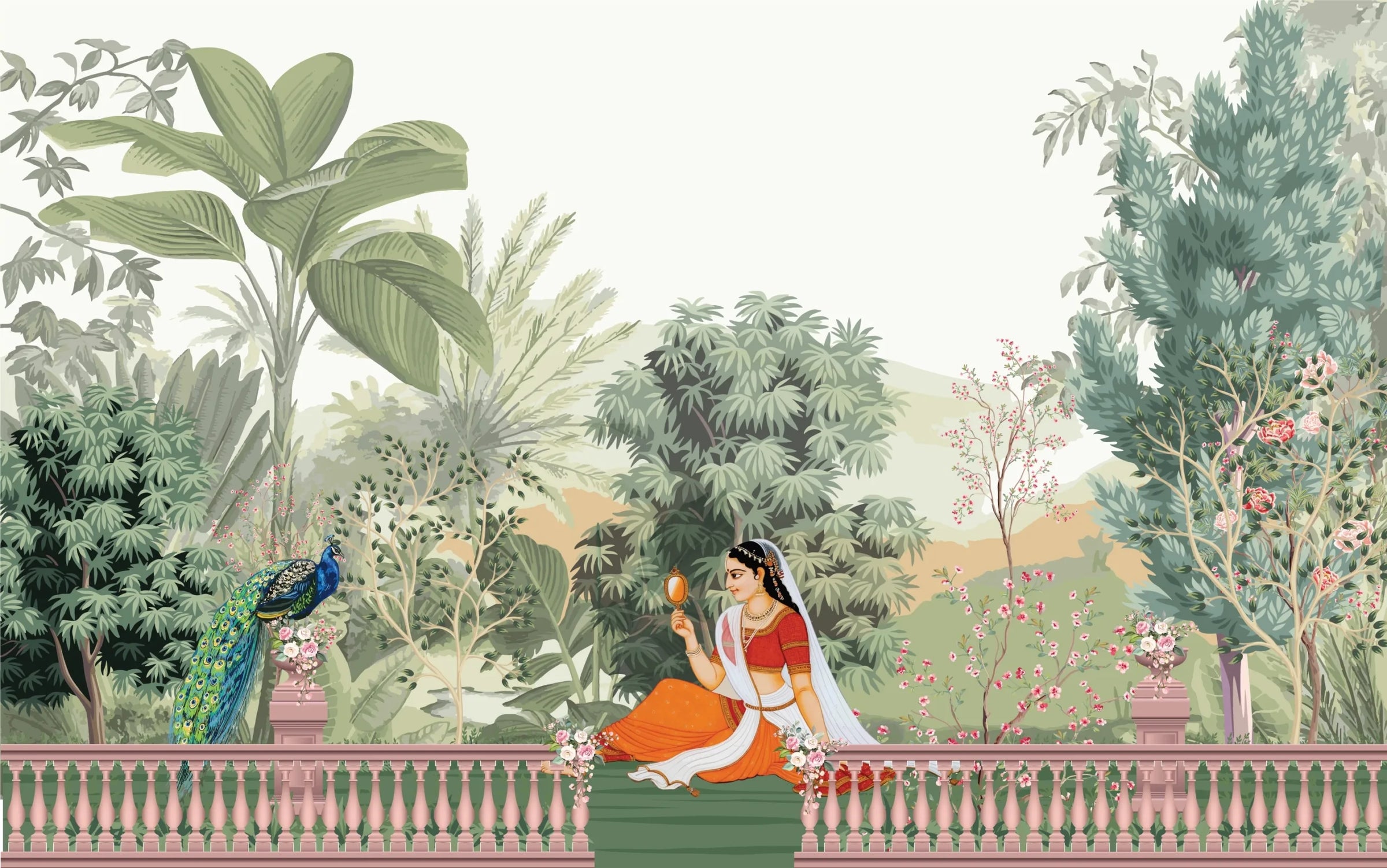 Tropical Indian Miniature Self Adhesive Wallpaper image 5