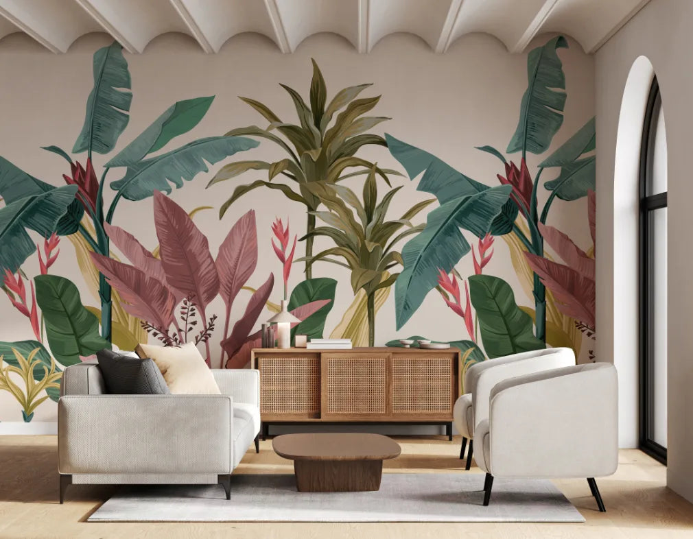 Banana Multicolor Leaves Tropical Wallpaper Murals image 0