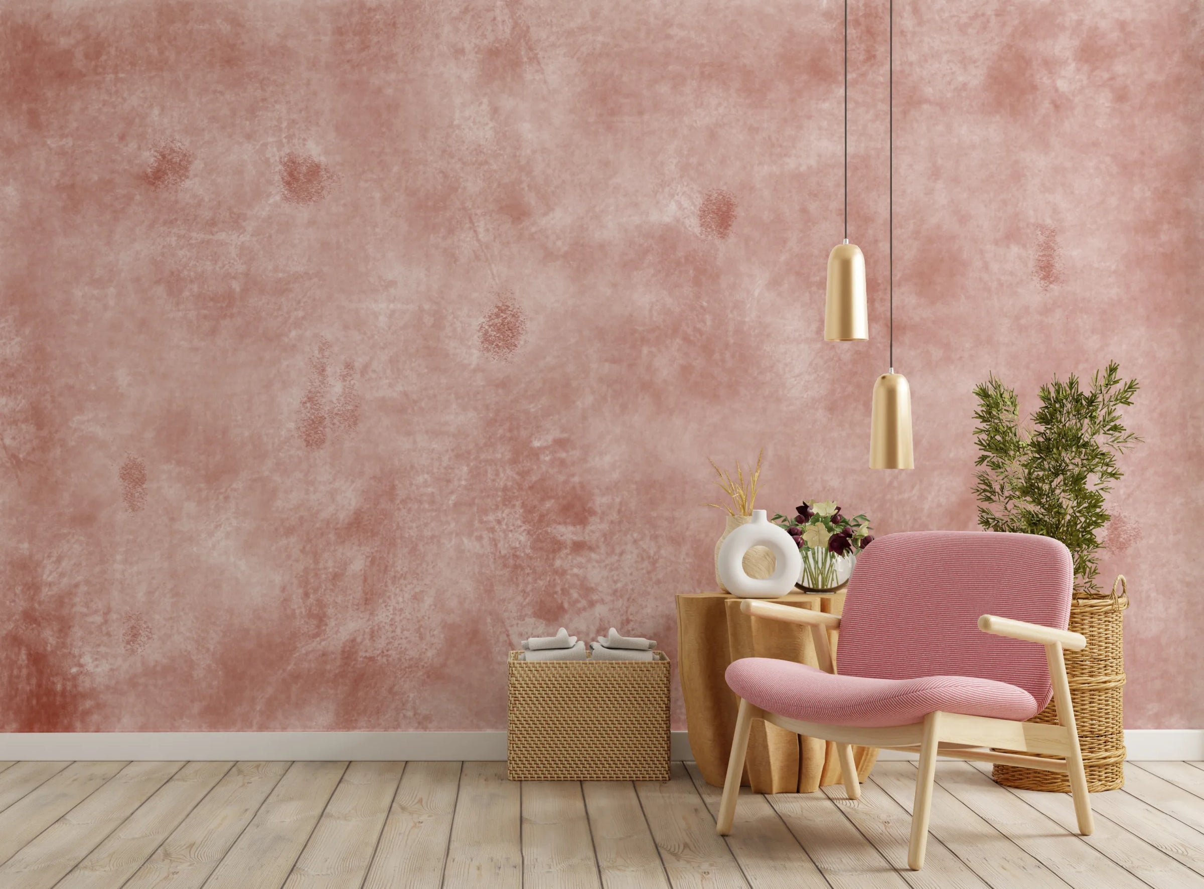 Plaster Texture Blush Pink Home Decor | Concrete Peel And Stick Wallpaper image 2